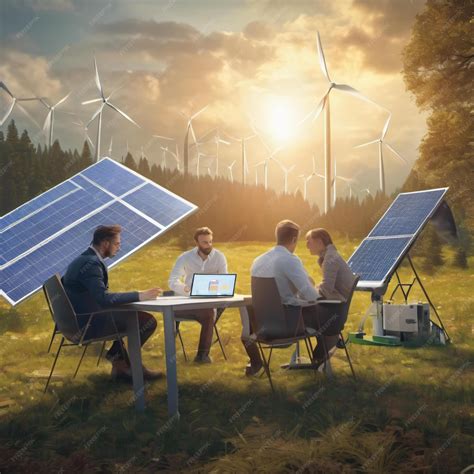 Premium Photo | A group of researchers studying renewable energy policies
