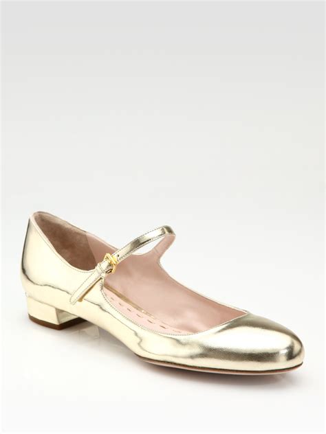 Miu Miu Metallic Leather Mary Jane Pumps Lyst