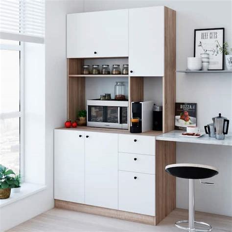 Living Skog Scandi 71 In Beige Tall Pantry Kitchen Storage Cabinet Buffet With Hutch For