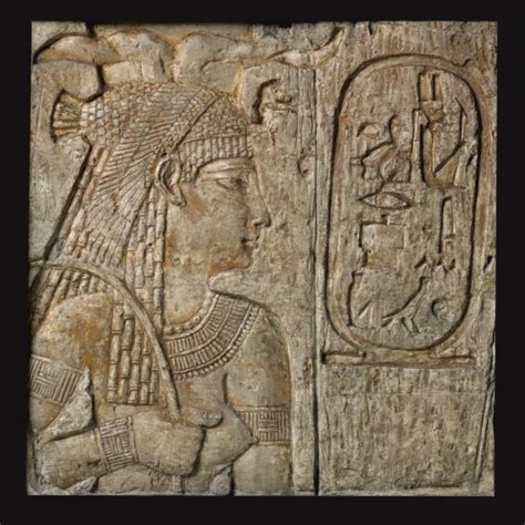 77 An Egyptian Polychrome Limestone Relief Fragment Of Arsinoe Ii