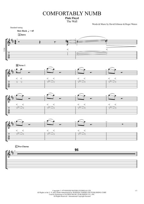 Comfortably Numb Tab By Pink Floyd Guitar Pro Full Score MySongBook