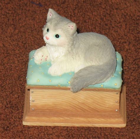 Vintage Enesco Calico Kitten Trinket Box Figure Etsy