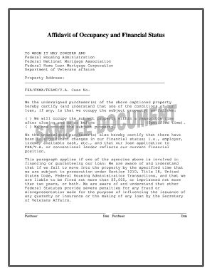 Affidavit Of Occupancy Sample Fill Online Printable Fillable Blank