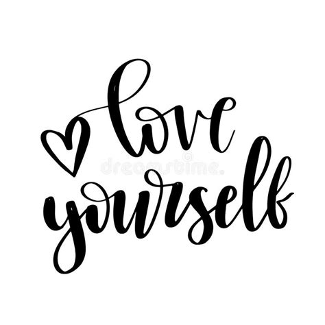 Vector Modern Brush Calligraphy Quote Love Yourself Hand Lettering