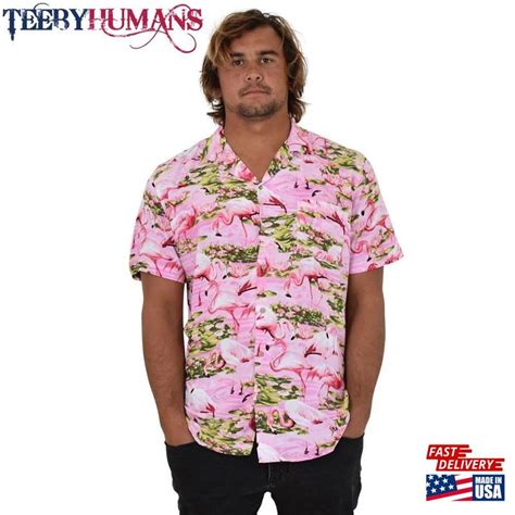 Pink Flamingo Mens Hawaiian Shirt Aloha Teebyhumans