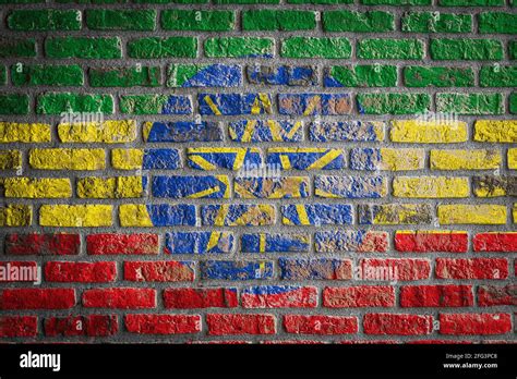 National Flag Of Ethiopia Depicting In Paint Colors On An Old Brick