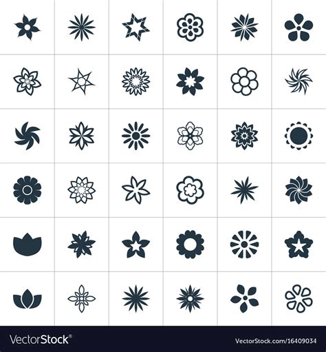 Set Of Simple Flower Icons Royalty Free Vector Image