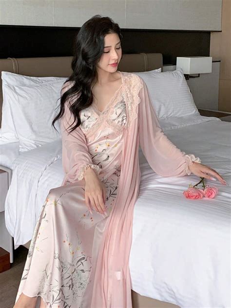 DAZY Lace Trimmed Satin Cami Shorts Pajama Set With Romantic Sheer