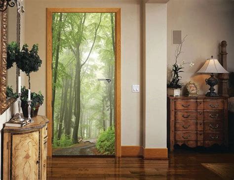 Door Sticker Forest Road Self Adhesive Vinyl Decal Poster Mural