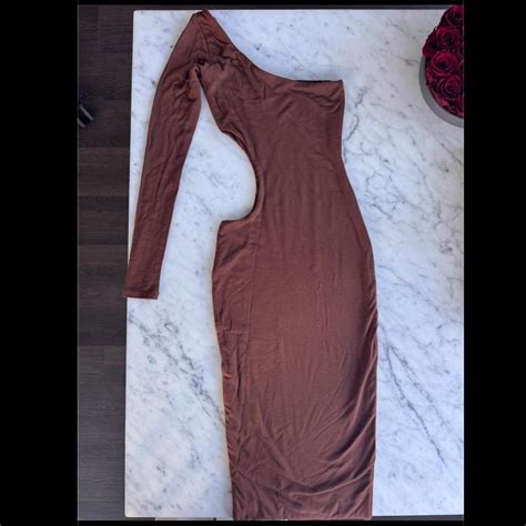 Naked Wardrobe Brown Midi Form Fitting One Depop
