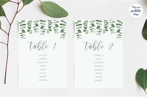 Cartes Plan De Table Eucalyptus