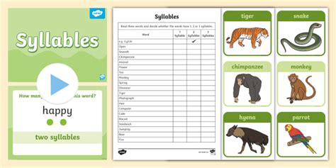 Learning Syllables Lesson Teaching Pack Teacher Made