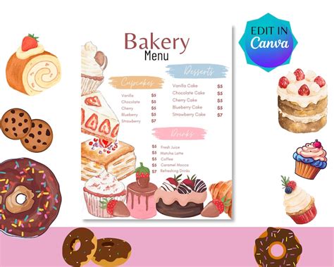 Bakery Menu Template, Dessert Menu Template, Sweet Treats Pricelist ...