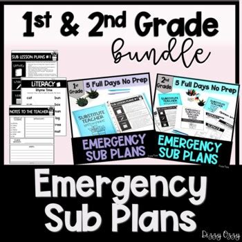 Emergency Sub Plans Bundle 1st 2nd Grade By Dizzy Ozzy TpT