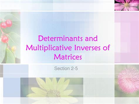 Determinants And Multiplicative Inverses Of Matrices Ppt Download