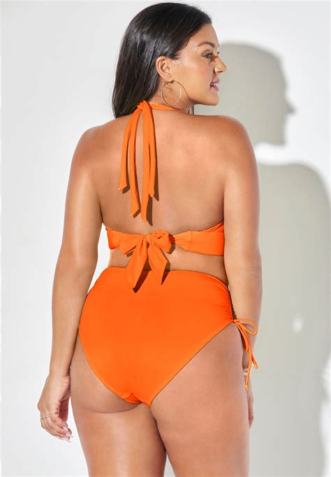 Loop Strap Halter High Waist Side Tie Bikini Set Woman Within