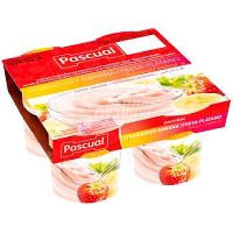 Pascual Yogur de fresa plátano Pack 4 x 125 g