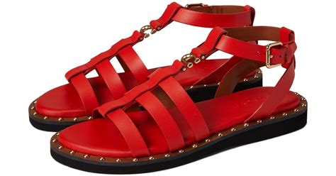 COACH Giselle Leather Sandal In Red Lyst