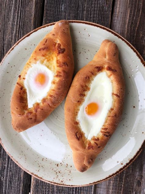 Delicious Georgian Bread With Egg And Cheese Stock Image Image Of