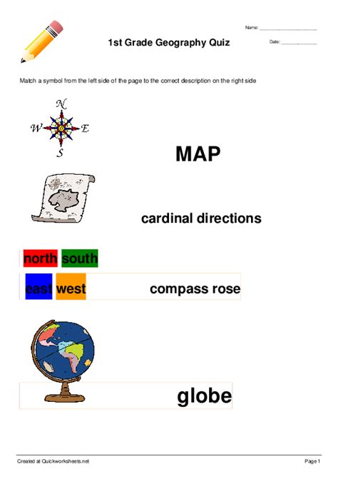 1st Grade Geography Worksheet