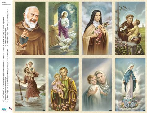 Saints Assortment 2 Classic 8 Up Prayer Cards Peka Memorial Cards