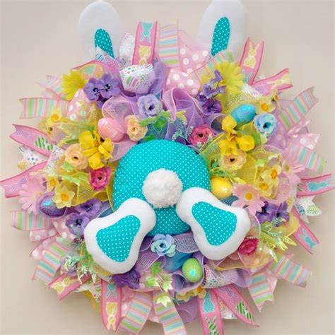 Easter Spring Bunny Deco Mesh Wreathbunny Wreatheaster Etsy