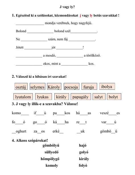 J Vagy Ly Online Worksheet For Helyes R S You Can Do The Exercises