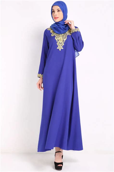 Muslim Women Long Sleeve Dubai Dress Maxi Abaya Jalabiya Islamic Women