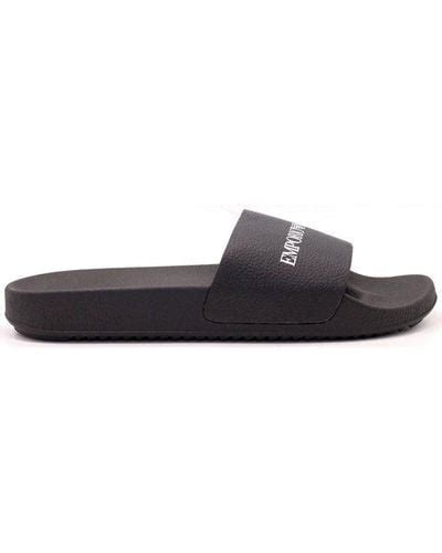 Black Emporio Armani Sandals Slides And Flip Flops For Men Lyst