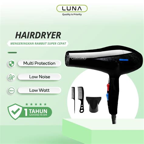 Jual Luna Hair Dryer 750w Pengering Rambut Termurah Daya Tinggi Garansi 3 Tahun Official