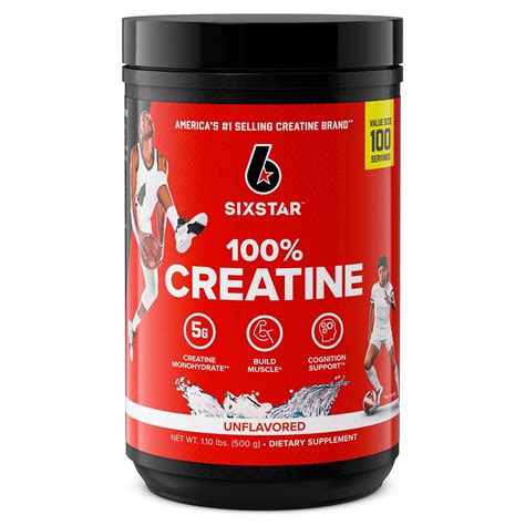 Six Star 100 Creatine Powder Unflavored 110 Pounds 100 Servings