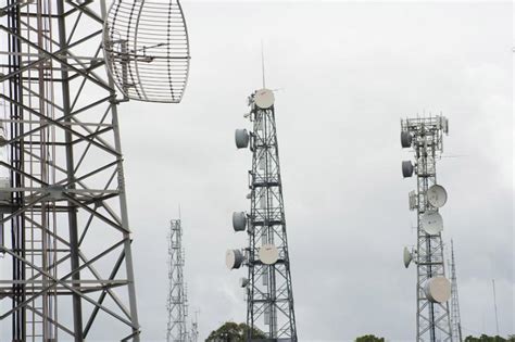 Free Image Of Series Of Communications Towers With Antennae