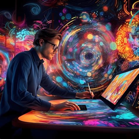 Premium Ai Image Digital Artist Working On Project Art Being Created