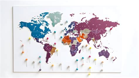 Premium Photo | A world map with travel pins marking destination