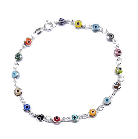 Mystic Jewels By Dalia Silver Lucky Tiny Evil Eye Bracelet Etsy