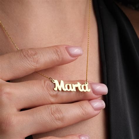14k Solid Gold Name Necklace Custom Gold Name Necklace Mothers Day