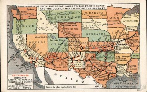 Map Of The Santa Fe Railroad Maps Postcard