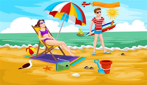 Couple At The Beach 1236114 Vector Art At Vecteezy