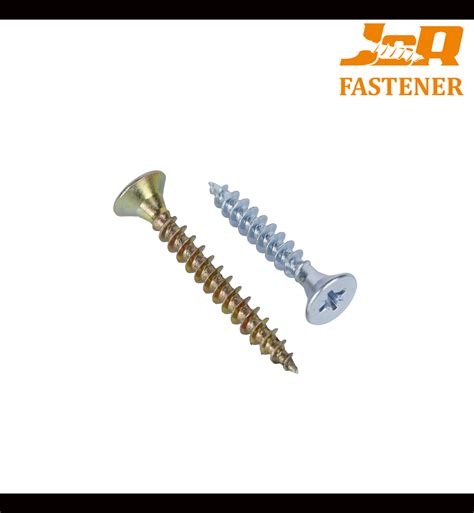 Din7505 Double Countersunk Head Pozi Yellow Zinc Tornillos Chipboard Screw China Fastener And