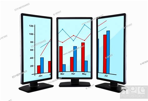 Flat Panels With Graphic On Screen Monitors Stock Photo Picture And