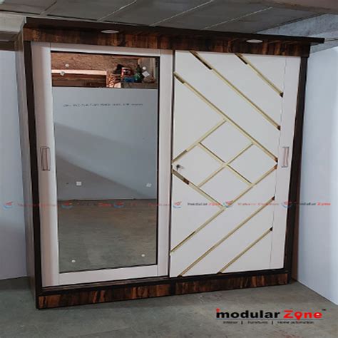 Door Sliding Wooden Wardrobe With Mirror At Rs Sq Ft Modular