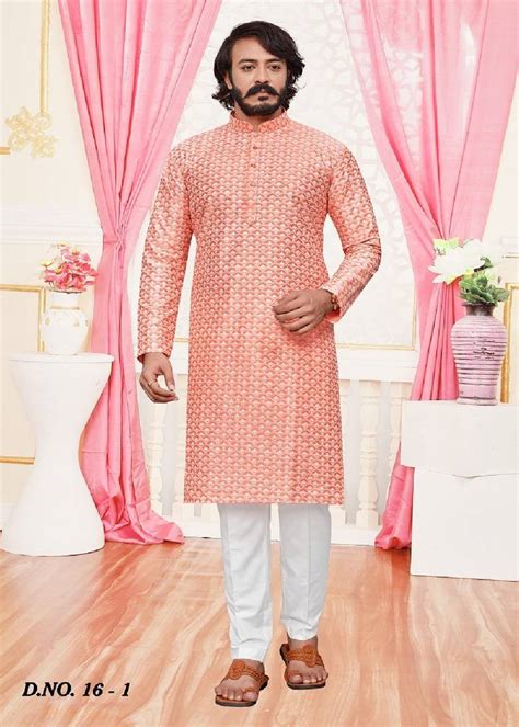 Art Silk Pink Men Kurta Pajama Outluk 4184195