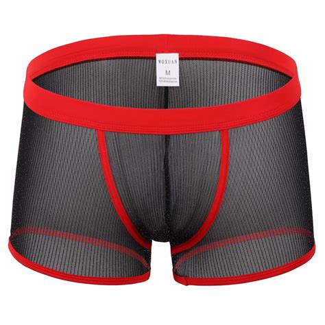 Fashion Man Sexy Mesh Boxers Shorts Funny Panties Male Gay Penis Pouch Jockstrap Bulge Mesh