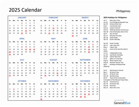 calendar  holidays  philippines