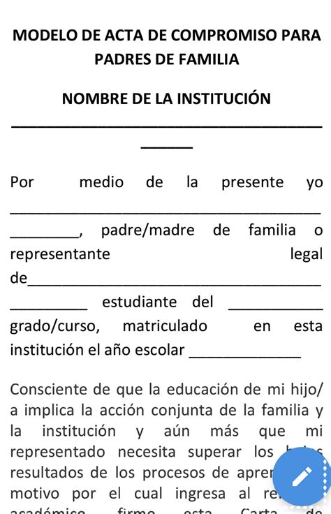 Ejemplo De Carta Compromiso De Padres De Familia Modelo De Informe