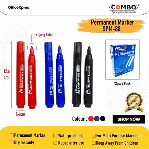 Jual Spidol Permanen Spm Permanent Marker Round Tip Hitam Merah