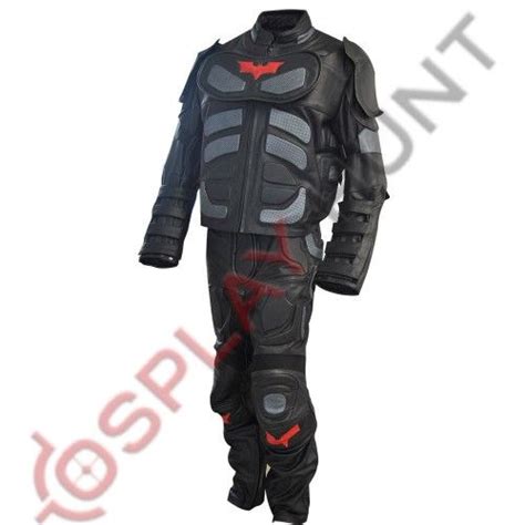 Batman The Dark Knight Rises Motorcycle Leather Suit Red Logo Batman