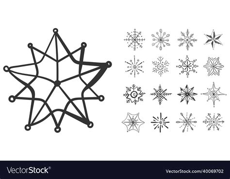 Snowflakes In Doodle Snow Flake Hand Drawn Winter Vector Image