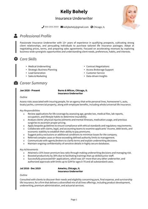 Insurance Underwriter Resume Example Guide Land Top Jobs