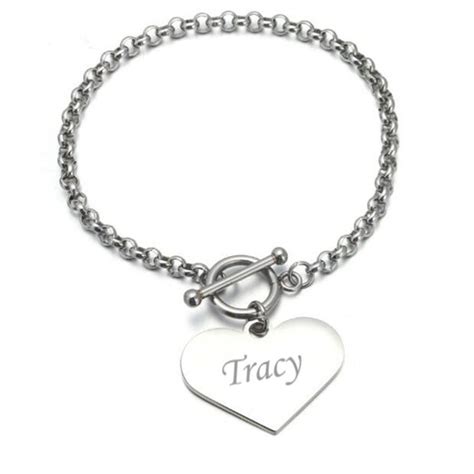 Personalized Stainless Steel Heart Charm Custom Bracelet